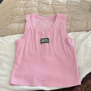 Daily Drills Soft Pink logo ribbed tank Top
